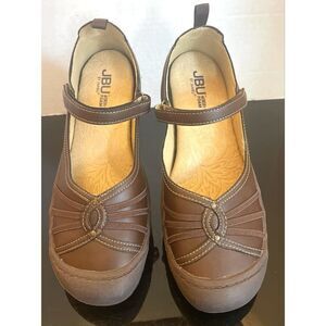 JBU Province Women's Slip-On Shoes Brown Flats with Supportive Sole and Strap 10